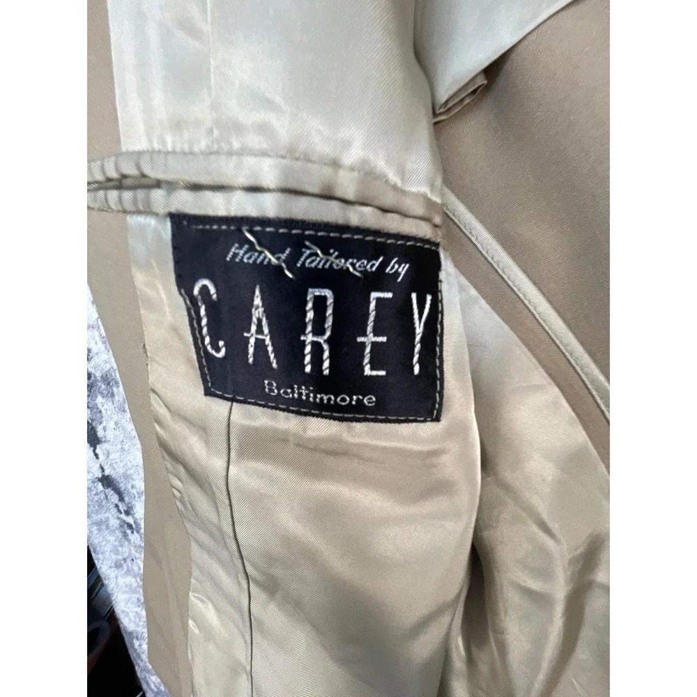 Vtg Carey Military Officer Jacket Mens 36R Buff‎ Cream Darcon Blend Dress Corps